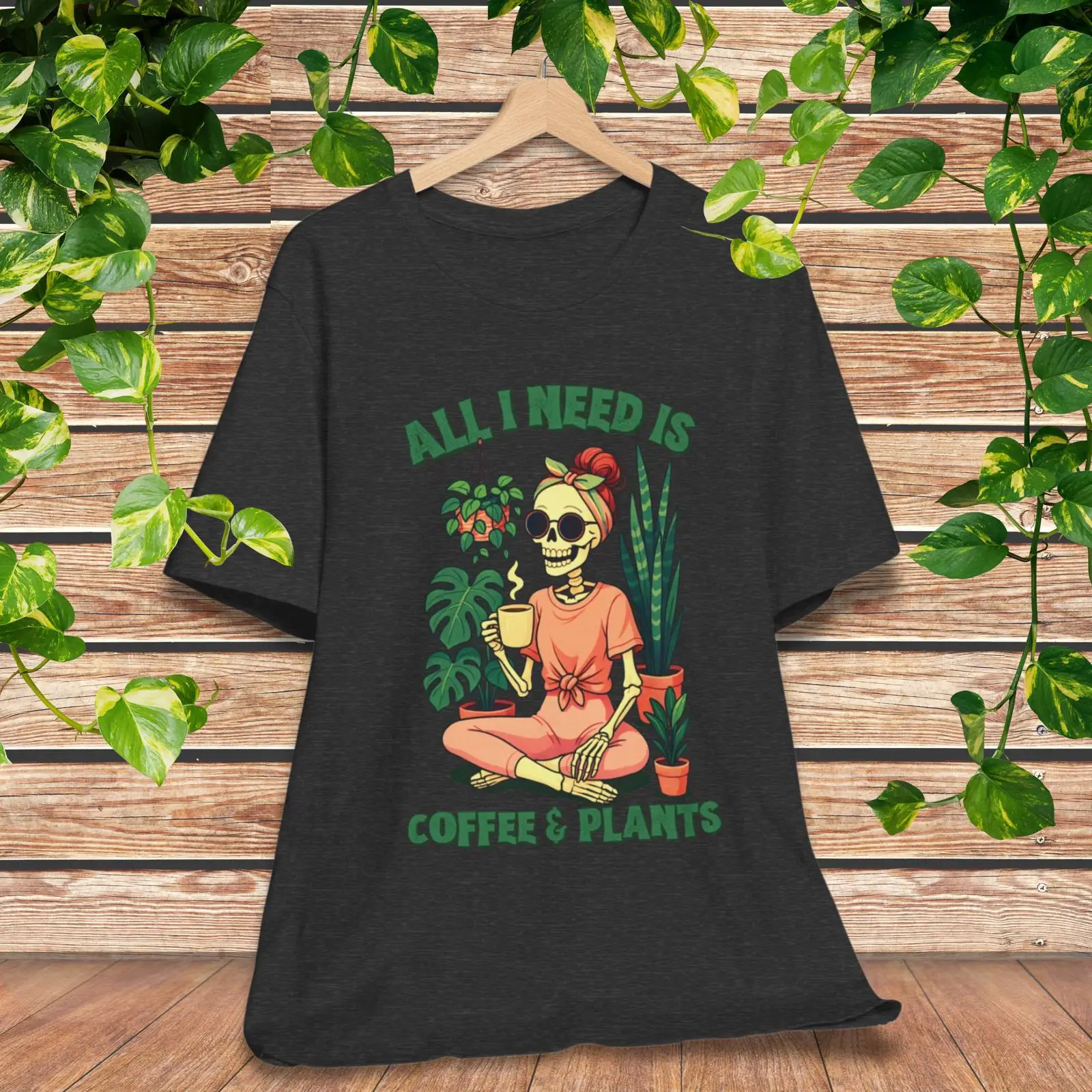 Plant Parent T Shirt - Funny Skeleton T Shirt for Coffee